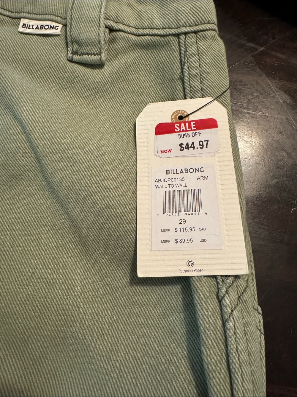 Billabong Sage Green Cargo Pants - Picture 4 of 16